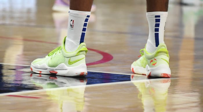 Paul George wearing the Nike PG 5 'Pao Jiao'